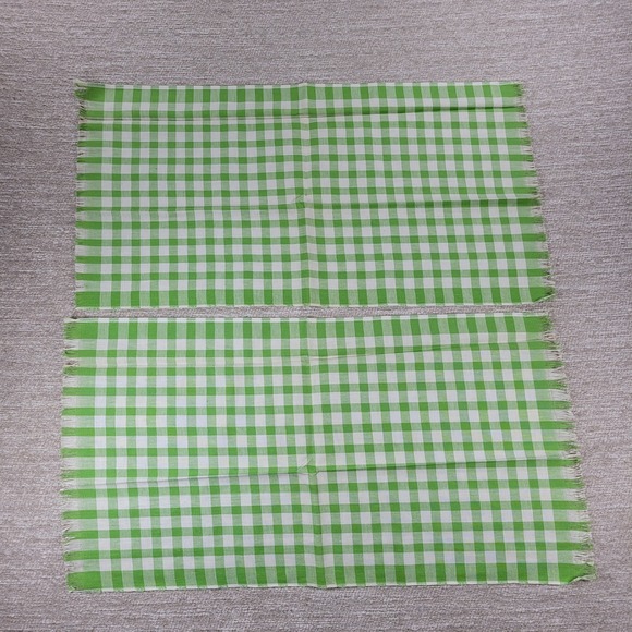 VTG Cannon Tea Towel Kitchen Dish Rag Green Gingham Linen Deadstock Set of 2 - Picture 7 of 11